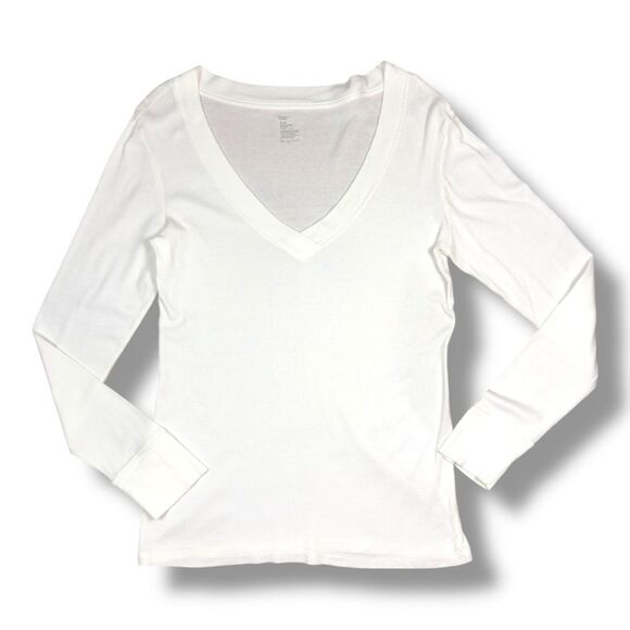 GAP White Long Sleeve Tee Sz Large - Picture 1 of 7